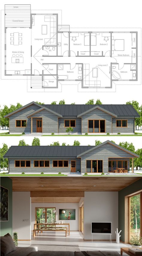 Farmhouse Floor Plans #farmhouseplans #houseplans #houseplans #floorplans #housedesign #newhome Farm Houseplans, Dream House Mansions, House Plans Mansion, Farmhouse Floor Plans, Modern Bungalow House, Sims House Plans, Architectural House Plans, Bungalow Design, Farmhouse Plan