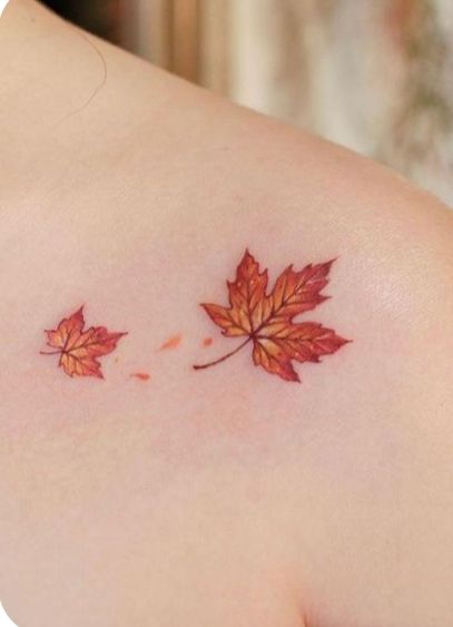 Fall Tree Tattoo Autumn, Autumn Leaves Tattoo Design, Fall Lover Tattoo, Fall Related Tattoos, Fall Watercolor Tattoo, Cute Autumn Tattoos, Fall Themed Tattoos For Women, Fall Leaves Tattoo Autumn, Autumn Themed Tattoos