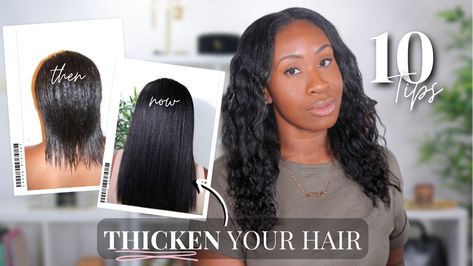 I'm sharing 10 tips that have helped me increase the thickness in my relaxed hair throughout my hair journey. Healthy Hair Regimen, Healthy Relaxed Hair, Relaxed Hair Care, Porous Hair, Healthy Hair Care, Hair Regimen, Hair Porosity, Hair Food, Hair Crush