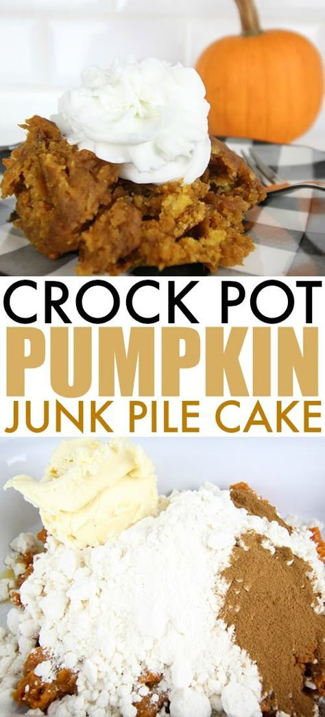 Pumpkin Crockpot Dessert, Crockpot Cakes, Dump Cake Crockpot, Crock Pot Pumpkin, Crockpot Cake, Crockpot Desserts, Pumpkin Dump Cake Recipe, Pumpkin Crockpot, Indulgent Recipes