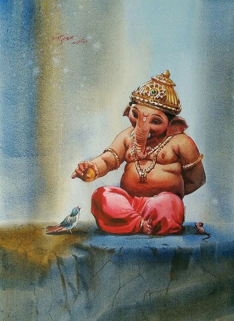 Ganesha Art Illustration, Jai Ganesh, Watercolor Art Face, Shiva Tattoo Design, Shiva Tattoo, Navratri Images, Lord Ganesha Paintings, Vedic Art, Ganesha Painting