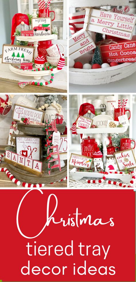 Christmas Tier Tray Decor Ideas, Christmas 2 Tiered Tray Ideas, Xmas Tiered Tray Decor, Holiday Tiered Tray Decor, How To Make Tiered Tray Decor, Christmas Tier Tray Ideas, Holiday Tray Decor, Tiered Christmas Tray Decor, Christmas 3 Tier Tray Decor