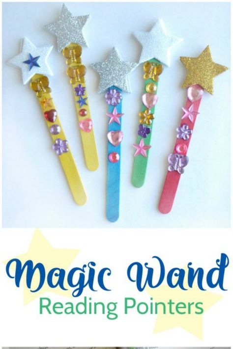 Reading Pointers, Magic Wand Craft, Star Crafts, Gs Swaps, Popsicle Stick Crafts For Kids, Princess Crafts, Magic Crafts, Craft Sticks, Rainbow Crafts