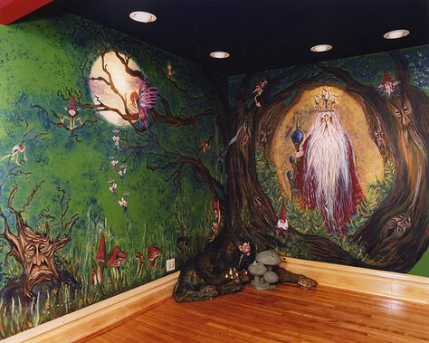 Fantasy Library Decor, Fantasy Wall Mural, Enchanted Forest Nursery, Library Decorations, Light Fest, Themed Rooms, Forest Nursery, Mural Ideas, Room Stuff