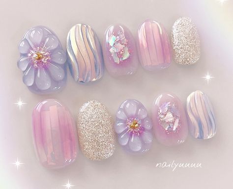 Kutek Disney, Korean Nail Art, Asian Nails, Hippie Nails, Beauty Nails Design, Pretty Gel Nails, Kawaii Nails, Pretty Nail Art, Elegant Nails