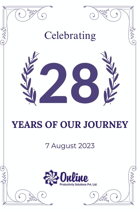 "🎉 Celebrating 28 Years of Excellence! 🎉 Today marks a momentous milestone as we proudly commemorate our company's 28th anniversary. 🎂🌟 Over the years, we have grown, evolved, and overcome challenges together, and this journey wouldn't have been possible without the unwavering support of our amazing team, loyal customers, and trusted partners. Here's to 28 years of innovation, dedication, and making a positive impact! 🥂 28th Anniversary, Special Day, Over The Years, Celebrities