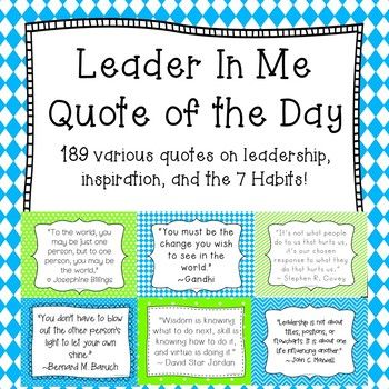 ***NOW 3 BACKGROUND CHOICES TO CHOOSE FROM! Check out LindyLane for more options. 3 Background Choices: ~ Black & White ~ Rainbow Fall Colors ~ Green & Blue 189 various quotes on leadership, inspiration, and the 7 Habits! Leadership Quotes For Students, Leadership Themes, Leadership Bulletin Boards, Lob Ideas, Starting A Daycare, Career Services, Organization Development, Leadership Activities, Life Coach Training