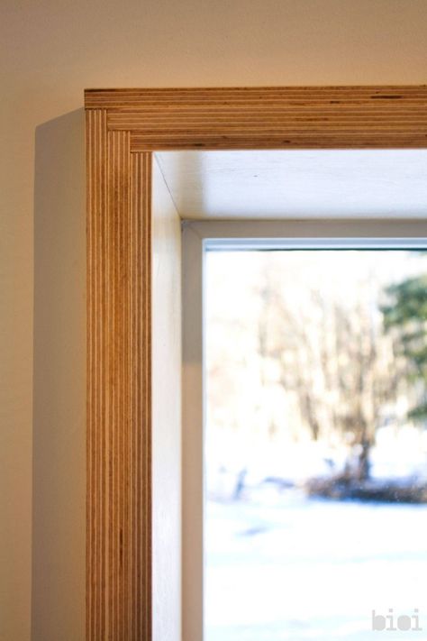 melamine ply    Warburg House / bioi Plywood Window Trim, Plywood Window Sill, Plywood Window Frame, Plywood Door Frame, Window Frame Ideas, Timber Window Frames, Window Framing, Window Jamb, Interior Window Trim