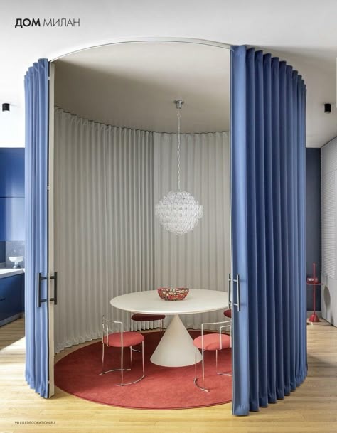 Interior Design Per La Casa, Casa Container, Blue Curtains, Salon Interior Design, Design Del Prodotto, Folding Doors, Room Dividers, Interior Projects, New Office