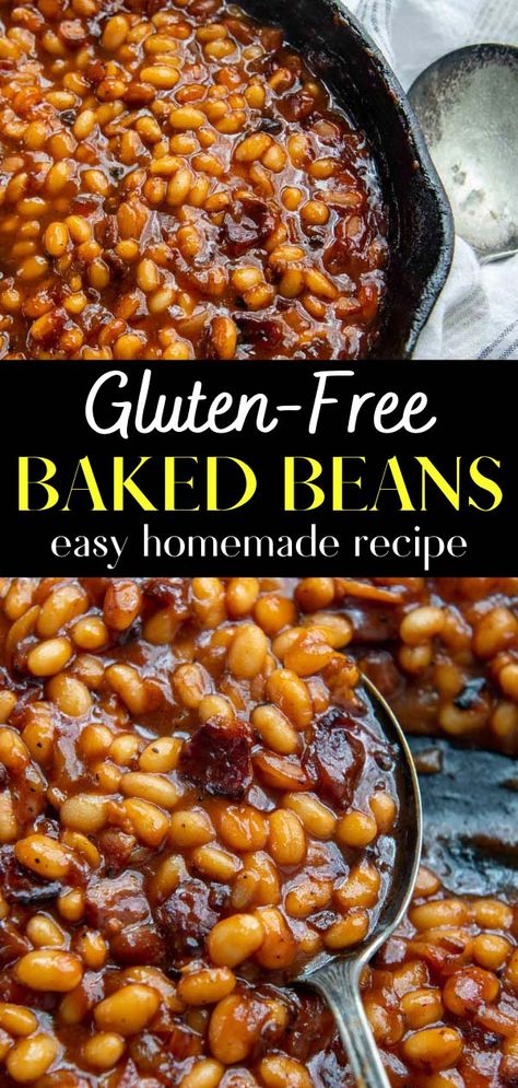 Gluten Free Baked Beans Crock Pot, Gluten Free Baked Beans Recipe, Gluten Free Bean Recipes, Savory Baked Beans, Gluten Free Supper Recipes, Gluten Free Barbecue Sides, Gluten Free Picnic Side Dishes, Keto Baked Beans Recipe, Paleo Baked Beans