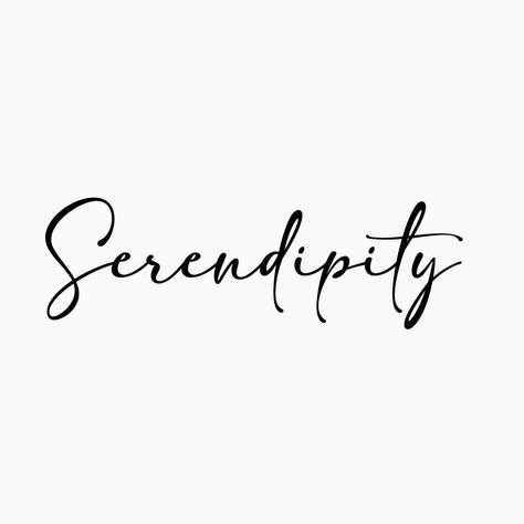 Serendipity Tattoo Ideas, Serendipity Tattoo Font, Serendipity Tattoo, Dreamer Tattoo, Floral Back Tattoos, Believe Tattoos, Unique Small Tattoo, Typography Tattoo, Date Tattoos