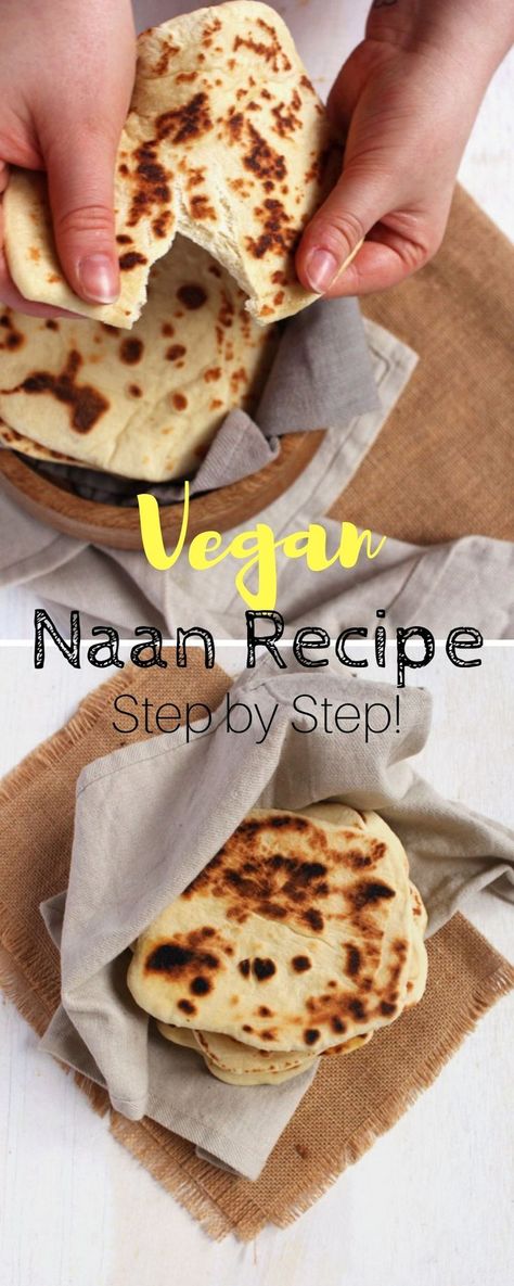 Naan Bread Vegan, Vegan Naan Bread, Pane Naan, Vegan Naan, Pain Naan, Savory Breads, Homemade Flatbread, Chewy Bread, Flatbread Recipe