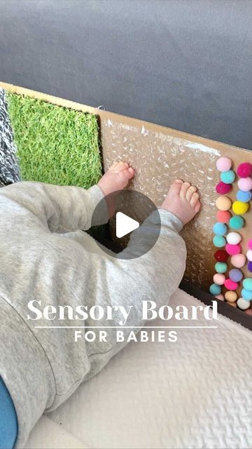 Stephanie & Katrina | Crafty Moms on Instagram: "SENSORY BOARD FOR BABIES 👶  You guys are always wondering, suggesting and asking which crafts you can create for your little babies. Well, answering your questions…this one is a treasure!   Sensory play encourages babies to experiment with objects, cultivates a better understanding of how things work, and is critical for brain development. Babies learn about the world through their senses, making sensory play essential for their growth.  To make this you will need:  * A piece of cardboard  * Bubble Wrap * Foil paper  * Grass mat or something similar  * pom-poms  * A glue gun   Our baby is 2M+ and we will use this board to make tummy time as well in a few weeks.   If you don’t have any of these materials at home, don’t worry! You can use any Baby Sensory Play 3-6 Months, Infant Sensory Stimulation, Infant Play Area In Living Room, Tuff Tray Ideas For Babies, Sensory Board For Babies, Infant Play Area, Sensory Play For Babies, Sensory Mat, Newborn Play