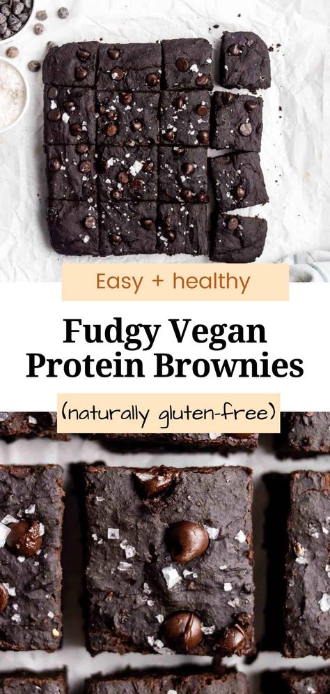 Fudgy, moist, and decadent, these vegan protein brownies will perfectly satisfy your sweet cravings! A one-bowl recipe that is easy to make and ready in an hour. They are freezable too, making them great for meal prep! High Protein Vegan Brownies, Vegan Protein Baked Goods, Vegan High Protein Dessert, Vegan Protein Brownies, Vegan Protein Powder Recipes, Vegan Protein Dessert, Plant Based Protein Recipes, Vegan Protein Snacks, Best Vegan Protein Powder