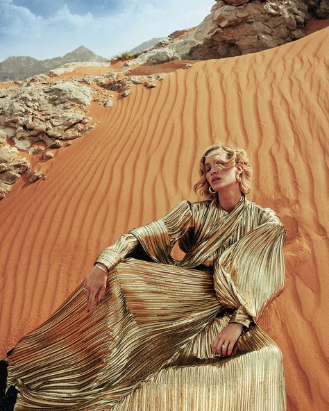 Desert Fashion Editorial, Desert Editorial, Rodney Smith, Plisse Dress, Desert Fashion, High Fashion Editorial, High Fashion Photography, Metal Fashion, Artist Models