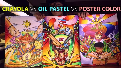 This is a battle of mediums. Which one works best? I'll talk about the pros and cons of using Crayola, Oil Pastel, and Poster colors when choosing a medium for Poster Making Contests. Oil Pastel Poster Making, Pagbasa Poster Making, Filipino Poster Making, Poster Making Contest, Vs Poster, Fruit Art Drawings, Contest Ideas, Bond Paper Design, Poster Idea