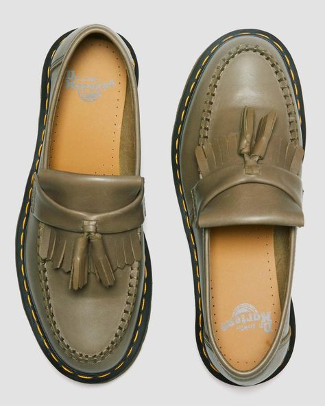 Adrian Carrara Leather Tassel Loafers | Dr. Martens Dr Martens Adrian, Moccasin Flats, Suit Bag, Beige Shoes, Tassel Loafers, Beach Accessories, Goodyear Welt, Leather Tassel, Wedge Boots