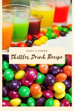 Cheap Alcoholic Drinks, Skittles Shot, Skittles Drink, Shots Alcohol Recipes, Drinks Alcohol Recipes Easy, Slushy Drinks, Rainbow Drinks, Grapes Fruit, Alcoholic Punch Recipes