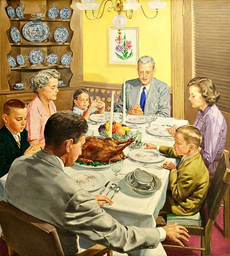 Hananiah Harari - "Thanksgiving" Traditional Family, Casa Vintage, Vintage Thanksgiving, Fauvism, Family Illustration, Vintage Illustrations, Family Art, Richmond Virginia, Norman Rockwell