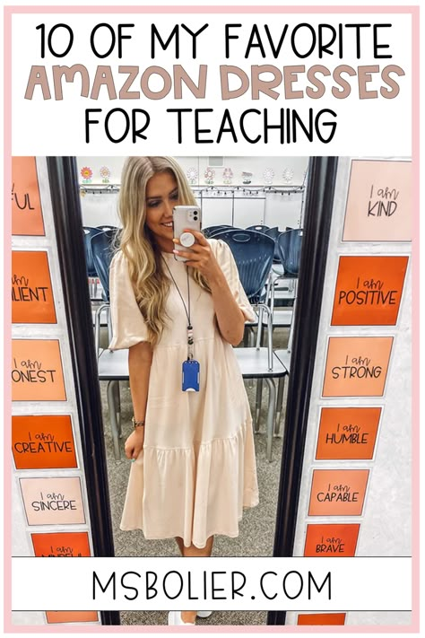 Favorite Teacher Dresses Clothing For Teachers, Teacher Attire Elementary, Trending Teacher Outfits, How To Dress As A Teacher, Conservative Teacher Outfits, Maxi Skirt Outfit Teacher, Elementary Outfits Teachers, Work Outfits Women School, Preschool Teacher Wardrobe