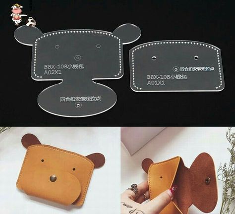 Diy En Cuir, Coin Purse Pattern, Diy Sy, Bear Leather, Pattern Stencil, Leather Wallet Pattern, Leather Craft Patterns, Leather Bag Pattern, Leather Diy Crafts