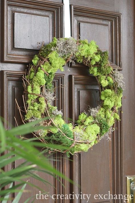 DIY Mixed Moss Grapevine Wreath Moss Wreaths, Diy Grapevine Wreath, Moss Wreath, Moss Decor, Diy Spring Wreath, Door Swag, Diy Spring, Wreath Diy, Fall Door