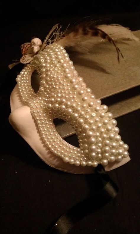 Masquerade Mask Diy, Pearl Mask, Day Of The Dead Mask, Mardi Gras Masks, Masked Ball, Behind The Mask, Venetian Masks, White Mask, Masquerade Masks