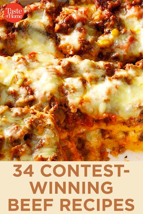 34 Contest-Winning Beef Recipes Recipes To Make For Dinner, Best Ground Beef Recipes, Recipes Using Ground Beef, Hamburger Dishes, Ground Beef Casserole Recipes, Meat Recipes For Dinner, Ground Beef Dishes, Hamburger Meat Recipes, Meat Dinners