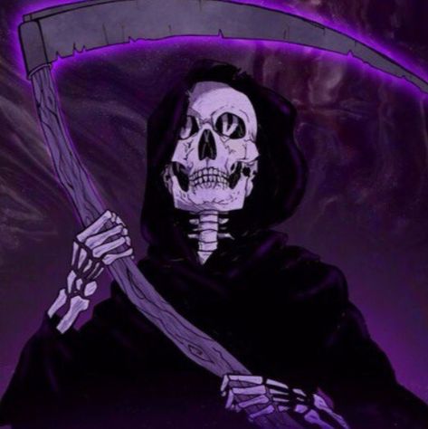 Reaper Pfp, Skull Pfp, Whats Wallpaper, Anime Boy Hair, Dark Purple Aesthetic, Retro Horror, Skeleton Art, Purple Themes, Goth Art