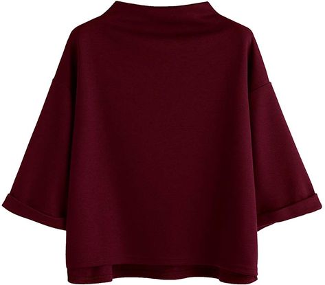 SweatyRocks Women's 3/4 Sleeve Mock Neck Basic Loose T-Shirt Elegant Blouse Top (X-Small, Yellow) at Amazon Women’s Clothing store Full Sleeve T Shirt, Full Sleeve Tshirt, T Shirt Crop Top, Loose Tees, Elegant Blouses, Elegant Shirt, Amazon Women, Red Fashion, Shopping Cart