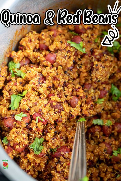 Quinoa And Red Beans, Red Beans And Quinoa Recipe, Quinoa Instant Pot Recipes, Protein Rich Dinner, Cuban Seasoning, Red Quinoa Recipes, Quinoa And Beans, Soaking Beans, Instant Pot Quinoa Recipes