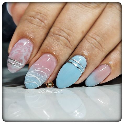 Ombre art with spider gel and beautiful marble in 1 nail Ombre With Spider Gel, Nail Art With Spider Gel, Spider Gel Art Nails, Nail Spider Gel, Spider Art Nails, Spider Gel Art, Spider Nail Art Design, Spider Gel Nail Designs, Spider Gel Nails