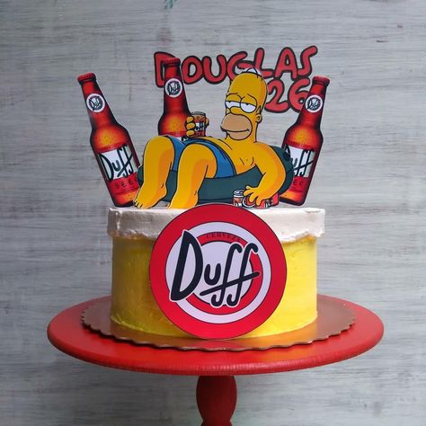 Bolo Simpsons, Simpsons Cake, Simpsons Party, 36th Birthday, Cake Banner Topper, 35th Birthday, Fondant Decorations, Homer Simpson, Fondant Cakes