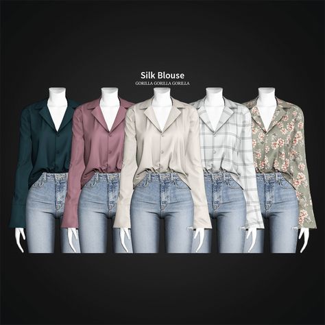 Sims 4 silk blouse top Sims Aesthetic, Mods Sims 4, Cc Clothing, Sims 4 Men Clothing, Gorilla Gorilla, Sims 4 Tsr, Die Sims 4, The Sims 4 Skin, Sims Clothes