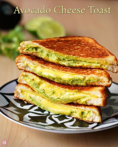 Avocado grilled cheese with smooth, creamy avocado mash along with cheese in between perfectly golden toasted bread. You can name it avocado cheese toast as well. Make it for a Sunday special or even for lunch box, it works. This stuffing was inspired by my Avocado crema on this site, after which I started loving... Read More The post Avocado grilled cheese recipe appeared first on Raks Kitchen. Avocado Grilled Cheese, Avocado Mash, Cheese Toast Recipe, Avocado Bread, Grilled Cheese Recipe, Grilled Avocado, Avocado Crema, Avocado Sandwich, Herb Bread