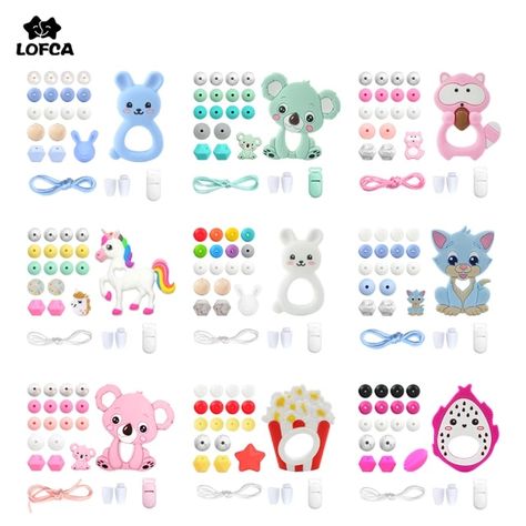 LOFCA Silicone Teether Wood Beads Set BPA Free DIY Baby Teething Necklace Toy Cartoon Koala Raccoon Pacifier chain Clip _ - AliExpress Mobile Cartoon Koala, Baby Teething, Silicone Teether, Teething Necklace, Baby Teethers, Baby Teeth, Diy Keychain, Diy Baby, Silicone Beads