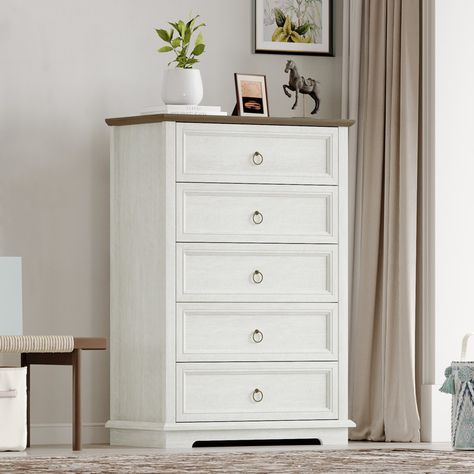 Winston Porter Nihasvi 5 - Drawer 43.7" Tall Dressers Chests for Bedroom,Living Room,Accent Cabinets - Wayfair Canada Tall Dressers, Accent Cabinets, 5 Drawer Dresser, Dresser Organization, Tall Dresser, Vintage Dressers, Bedroom Furniture Dresser, Living Room Accents, Bedroom Dressers