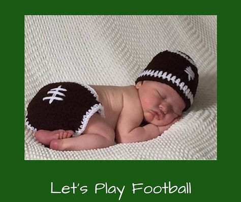 Crochet football Hat/Diaper Cover/Baby football Set/Crochet Crochet Football Hat, Crochet Football, Baby Football, Football Outfit, Boys Costumes, Monthly Baby, Football Baby, Newborn Shoot, Baby Cover