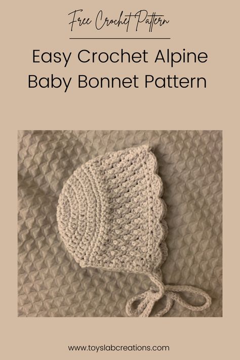 Easy Crochet Bonnet, Newborn Baby Bonnet Crochet Pattern Free, Newborn Crochet Hat Pattern Free Girl, Crochet Hat For Newborn, Crochet Doll Bonnet Free Pattern, Crochet Infant Bonnet Free Pattern, Chrochet Baby Hat, Crochet Projects For Newborns, Newborn Crochet Bonnet Pattern Free