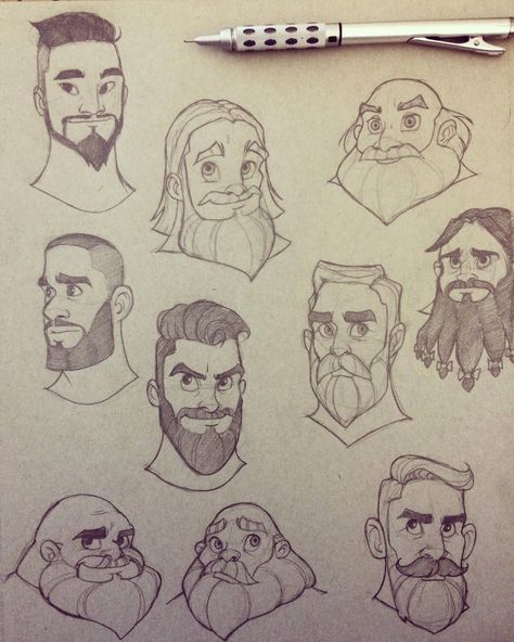 Beard #sketch #eskiz #dibujos Chrissie Zullo, Beard Drawing, Drawing Hair, Drawing Faces, Cartoon Sketches, Sketches Tutorial, Character Sketches, Arte Sketchbook, Character Design Animation