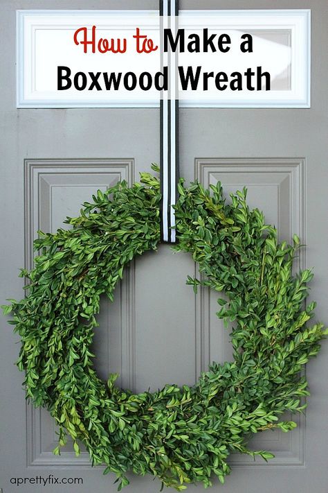 No glue or floral wire is required to make this chic and modern boxwood wreath. Modern Wreath Christmas, Making Wreaths, Chirstmas Decor, Winter Wreath Diy, Moss Wreath, Easy Diy Wreaths, Crafts For Teens To Make, Modern Wreath, Burlap Wreaths