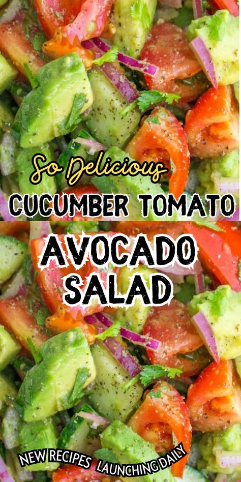 Cucumber Tomato and Avocado Salad Avocado Cucumber Tomato Salad Feta, Tomato Cucumber And Avocado Salad, Tomato And Cucumber Salad Easy, Cucumber Avocado Tomato Salad, Avocado Cucumber Tomato Salad, Avocado Tomato Cucumber Salad, Tomato Cucumber Avocado Salad, Cucumber And Avocado Salad, Avocado Cucumber Salad