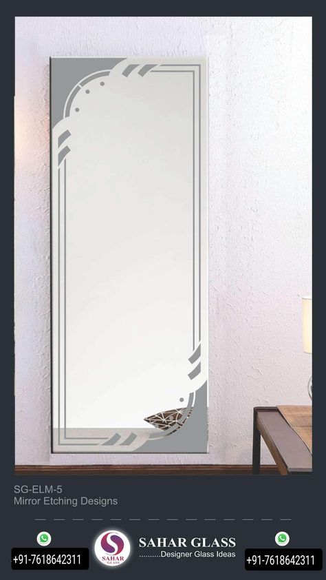 Looking Mirror Design, Fancy Mirrors, Glass Etching Designs, Window Glass Design, Etched Glass Door, Glass Painting Patterns, Etched Mirror, Motion Wallpapers, Door Design Images