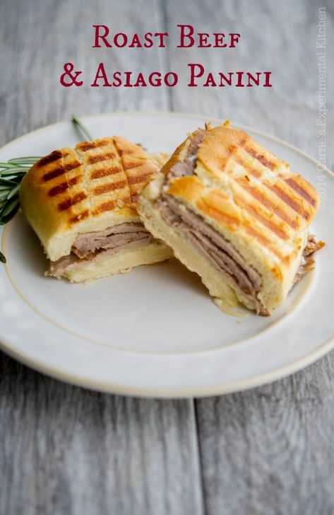 Cuisinart Griddler Recipes, Roast Beef Panini, Sandwich Panini, Leftover Roast Beef, Panini Recipes, Veal Recipes, Panini Sandwiches, Ciabatta Bread, Asiago Cheese