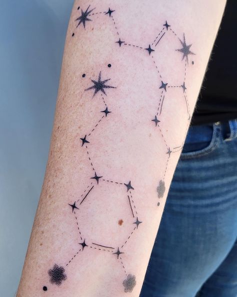 dr. christine liu | Dopamine and serotonin constellation molecules! Made at @twocranestattoo My largest constellation molecules yet! (Infinity tattoo not… | Instagram Dopamine And Serotonin, Designs On Shirts, Big Big, So In Love, Infinity Tattoo, Not Mine, I Tattoo, Constellations, Shirt Design