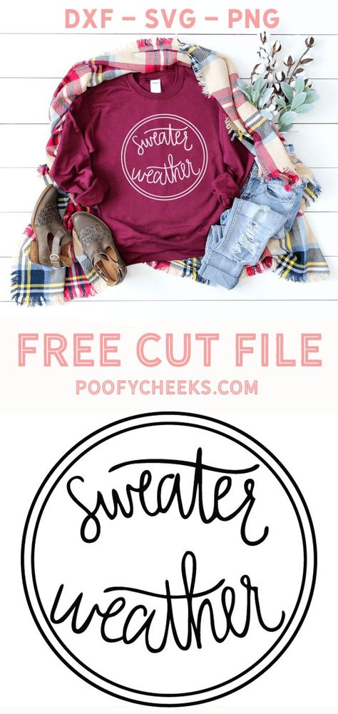 Sweater weather Christmas Fonts Free, Crafts For Teens To Make, Christmas Fonts, Vinyl Shirts, Diy Cricut, Silhouette Cameo Projects, Cameo Projects, Cricut Creations, Cricut Projects Vinyl