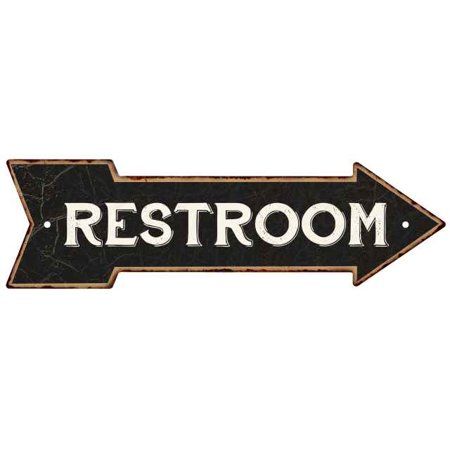 Restroom Black Rt Arrow Vintage Looking Metal Sign 5x17 205170003003 - Walmart.com Vintage Restroom Sign, Vintage Arrow Sign, Restroom Signage, Bathroom Signage, Vintage Arrow, Faux Rust, Green Pastures, Arrow Sign, Restroom Sign