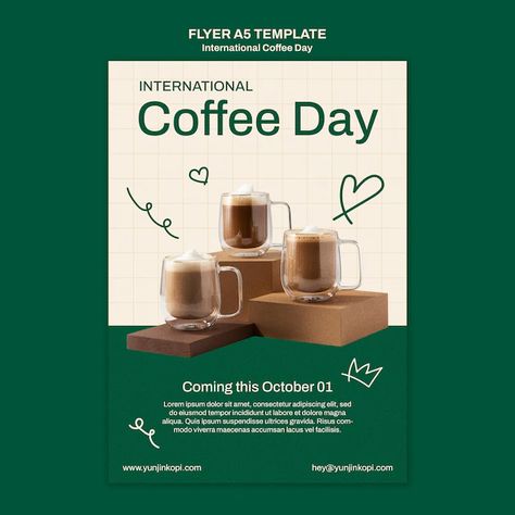 International Coffee Day, International Coffee, Coffee Day, Design Course, Coffee Cafe, Vector Photo, Flyer Template, Book Design, Graphic Resources