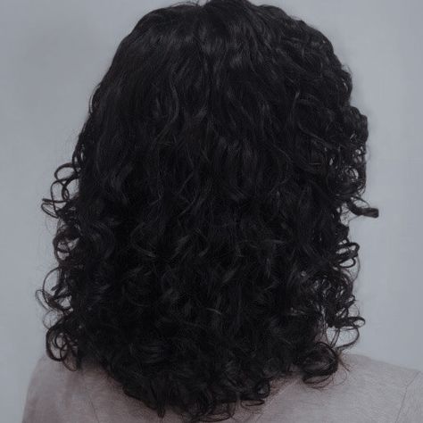 Long Curly Hair Faceless, Permed Black Hair, Short Wavy Black Hair Aesthetic, Black Curls Aesthetic, Shoulder Length Black Curly Hair, Short Curly Brown Hair Aesthetic, Long Curly Hair Aesthetic Faceless, Jet Black Hair Curly, Black Curly Hair Aesthetic Faceless