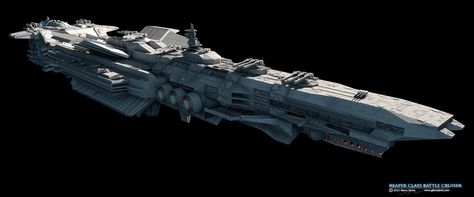 Reaper-Class Battle Cruiser by GlennClovis Space Freighter Ship, Sci Fi Capital Ship, Futuristic Cargo Ship, Sci Fi Gunship, Stealth Ship Sci Fi, Space Fleet, Space Battleship, Space Ships Concept, Capital Ship